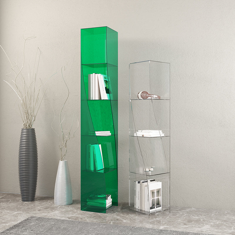 Modern Style Closed Back Bookcase Standard Acrylic Bookshelf with Shelves