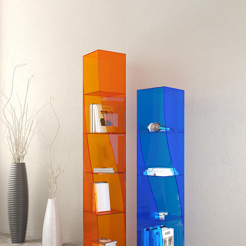 Modern Style Closed Back Bookcase Standard Acrylic Bookshelf with Shelves