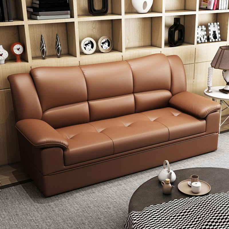 Glam Leather Pillow Top Arms Sleeper Sofa Biscuit Back Upholstered Sofa Bed