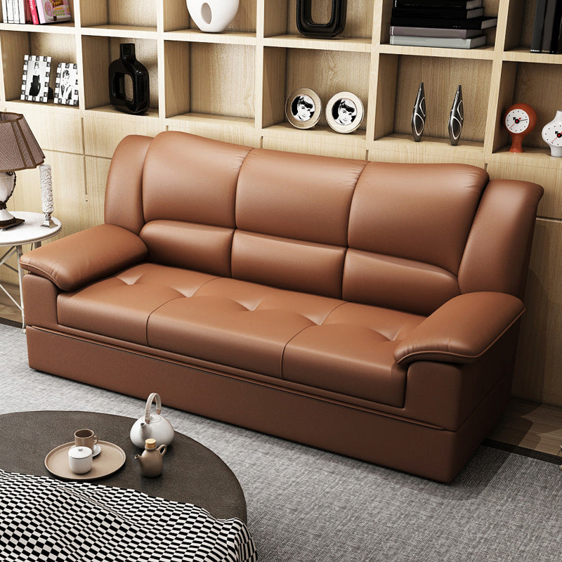 Glam Leather Pillow Top Arms Sleeper Sofa Biscuit Back Upholstered Sofa Bed