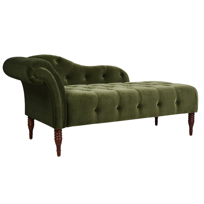 Velvet Rolled Arms Chaise Luxury Solid Wood Chaise for Living Room
