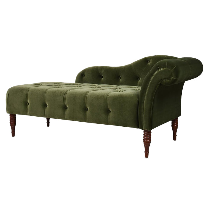 Velvet Rolled Arms Chaise Luxury Solid Wood Chaise for Living Room