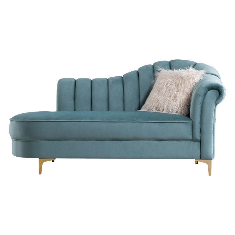 Luxury Style Velvet Chaise Lounge Bedroom Rolled Arms Chaise