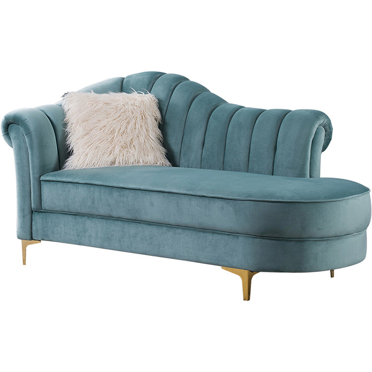 Luxury Style Velvet Chaise Lounge Bedroom Rolled Arms Chaise