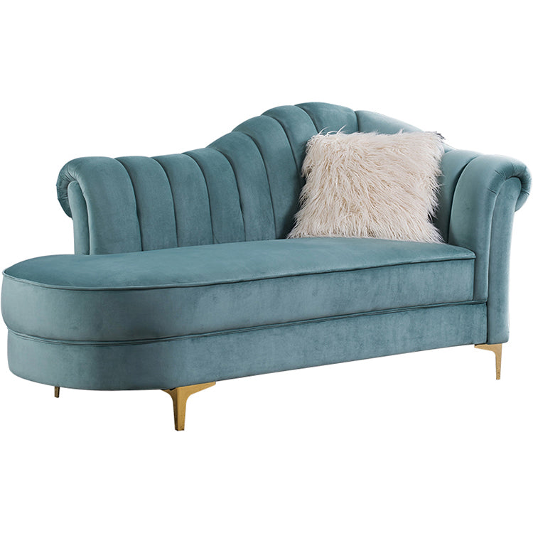 Luxury Style Velvet Chaise Lounge Bedroom Rolled Arms Chaise