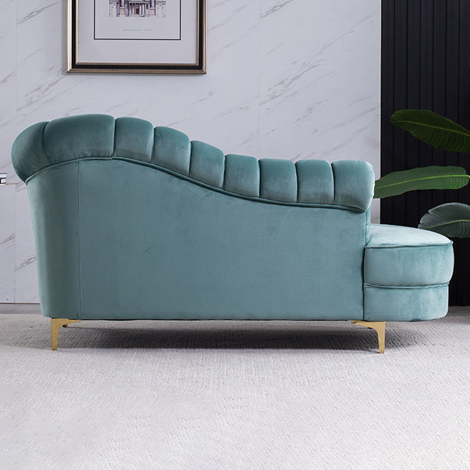 Luxury Style Velvet Chaise Lounge Bedroom Rolled Arms Chaise