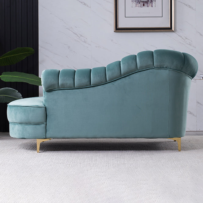 Luxury Style Velvet Chaise Lounge Bedroom Rolled Arms Chaise