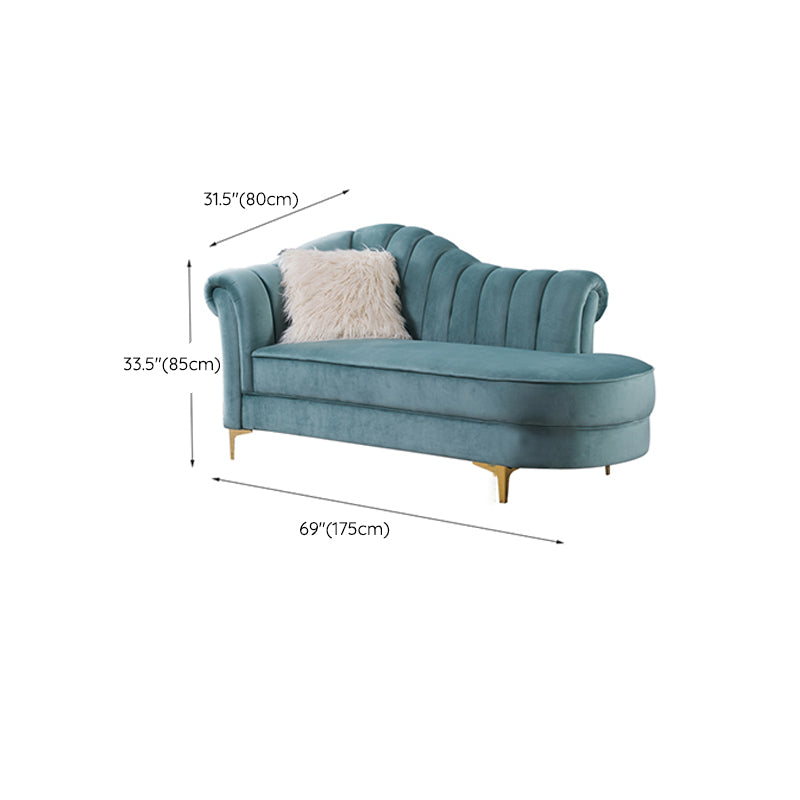 Luxury Style Velvet Chaise Lounge Bedroom Rolled Arms Chaise