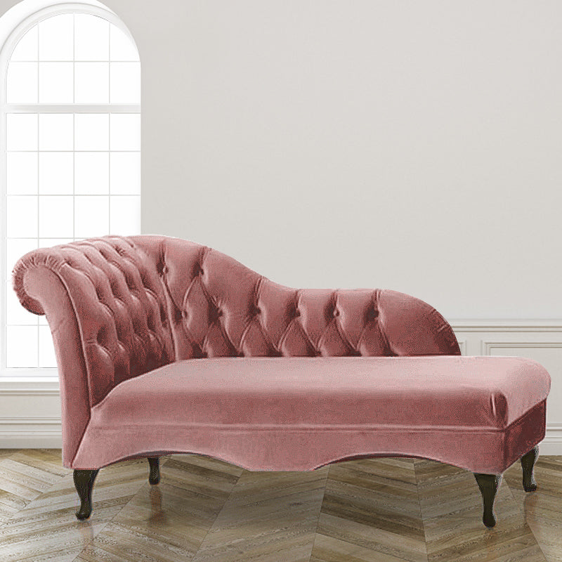 Living Room Rolled Arms Chaise Modern Style Velvet Chaise with Two Arms