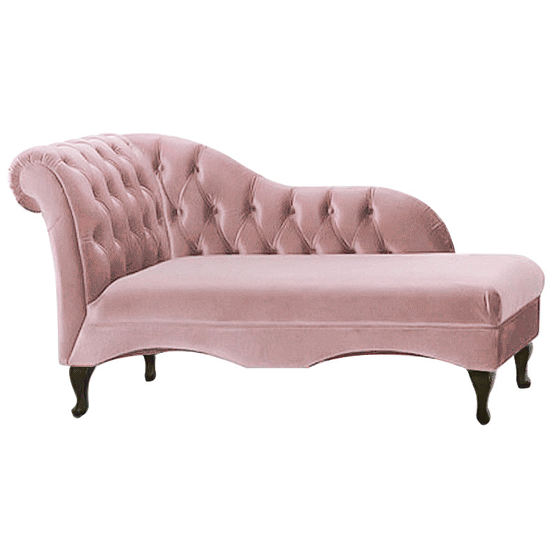 Living Room Rolled Arms Chaise Modern Style Velvet Chaise with Two Arms