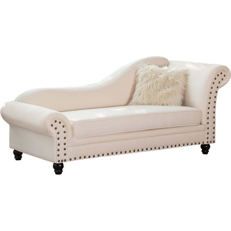 Contemporary Rolled Arms Chaise Living Room Chaise with Upholstered