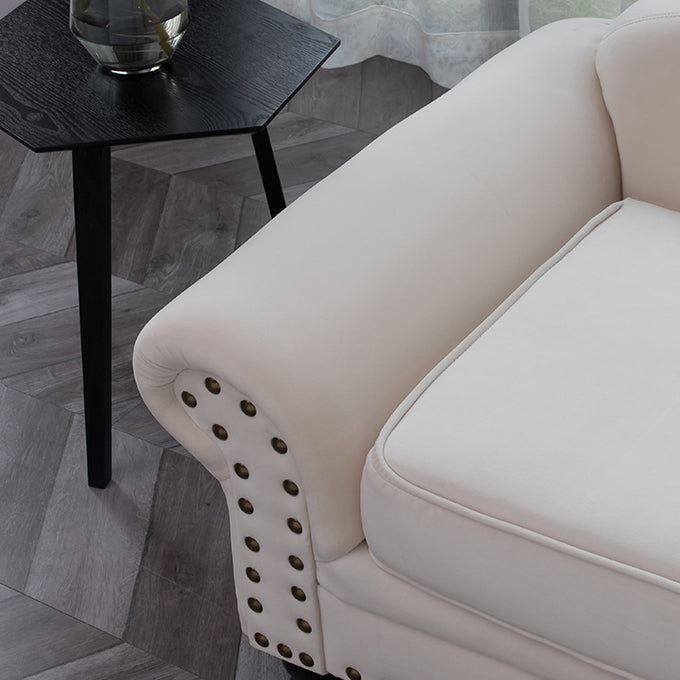 Contemporary Rolled Arms Chaise Living Room Chaise with Upholstered