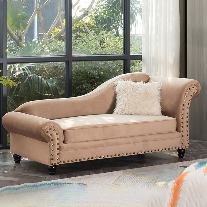 Contemporary Rolled Arms Chaise Living Room Chaise with Upholstered