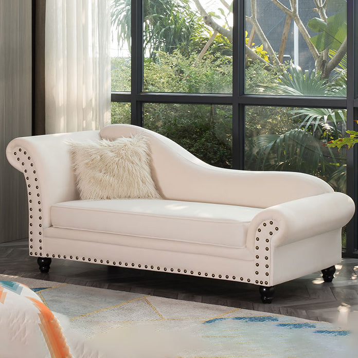Contemporary Rolled Arms Chaise Living Room Chaise with Upholstered