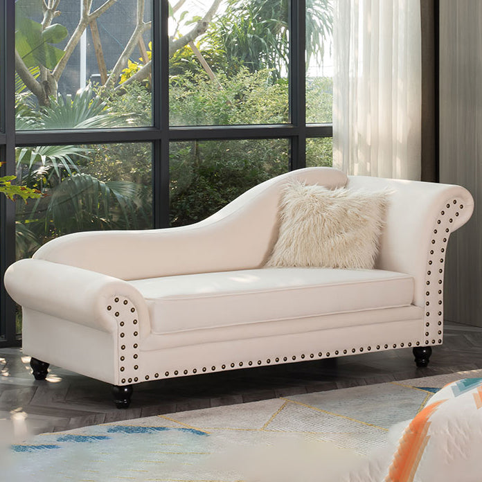Contemporary Rolled Arms Chaise Living Room Chaise with Upholstered