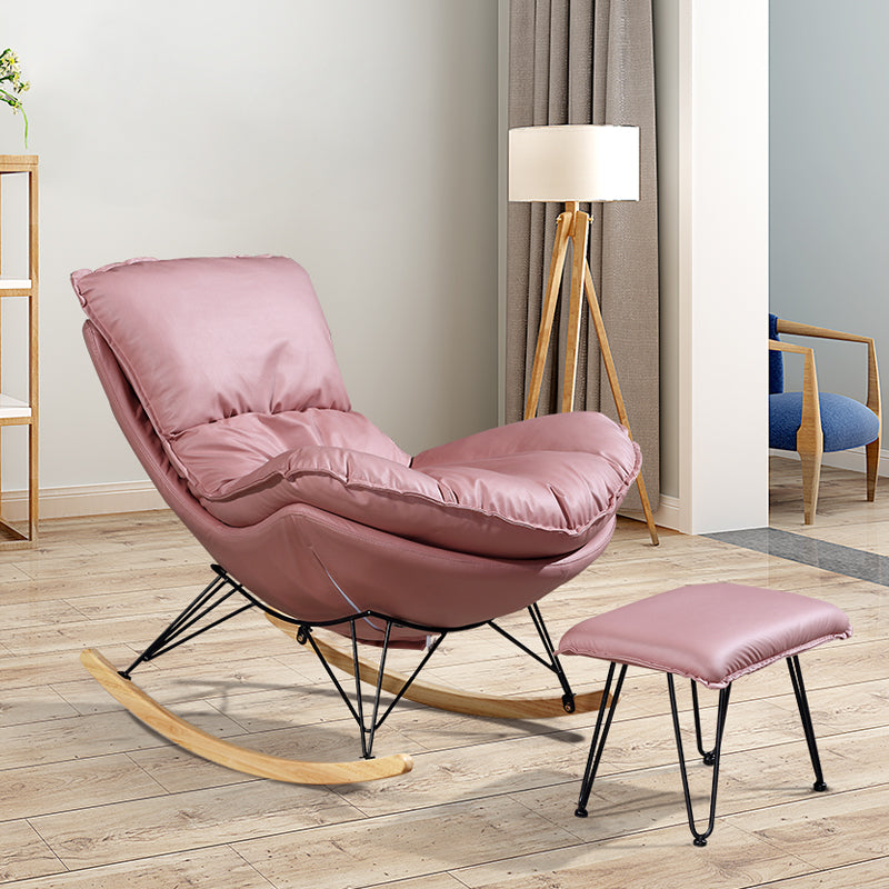 Modern Style Rocker Chair Metal Frame Dirt Resistant Spindle Upholstered Rocker Chair