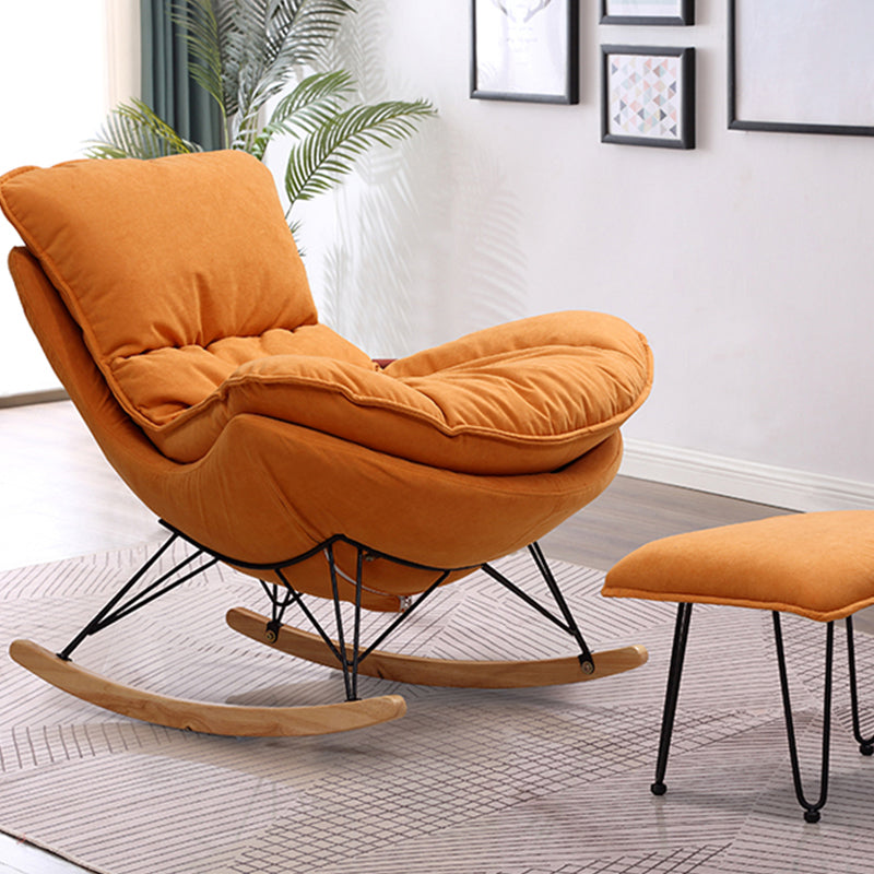 Modern Style Rocker Chair Metal Frame Dirt Resistant Spindle Upholstered Rocker Chair