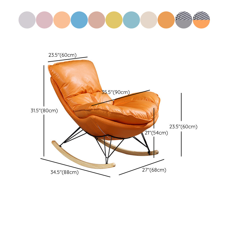 Modern Style Rocker Chair Metal Frame Dirt Resistant Spindle Upholstered Rocker Chair