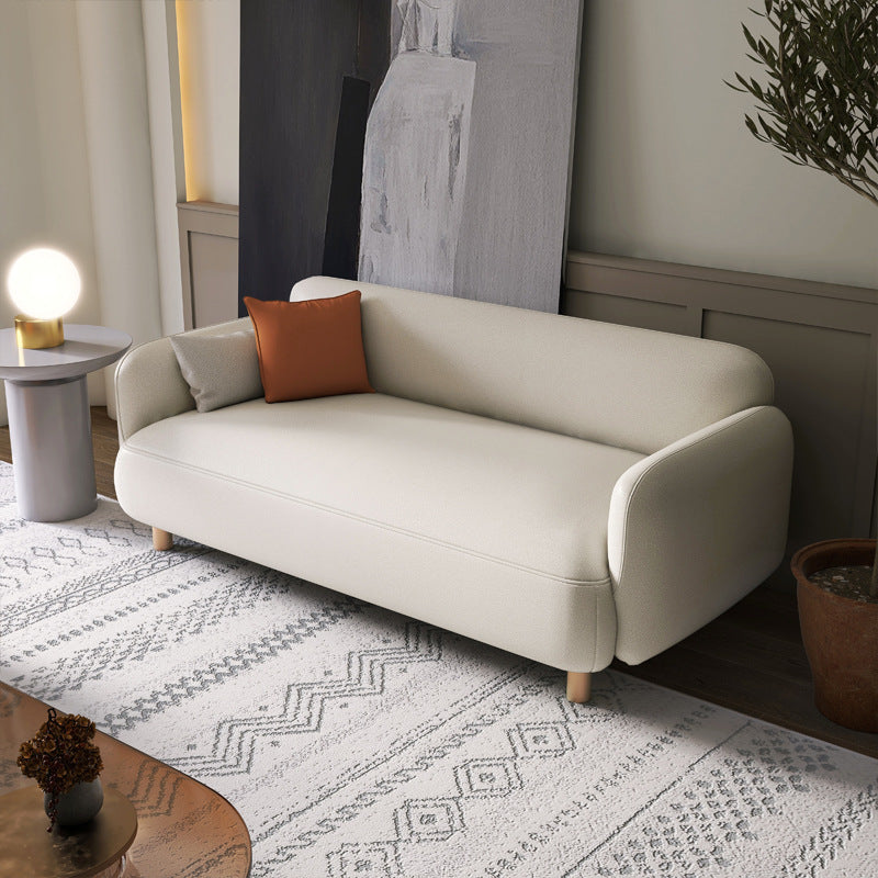 Glam Recessed Arm Settee Faux Leather Seating for Living Room
