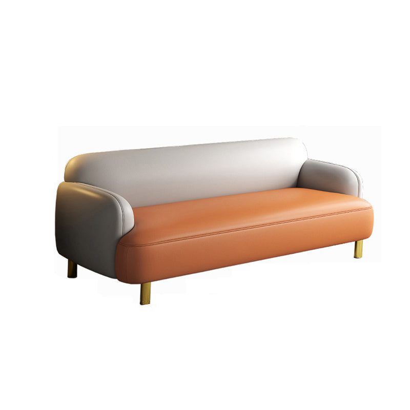 Glam Recessed Arm Settee Faux Leather Seating for Living Room