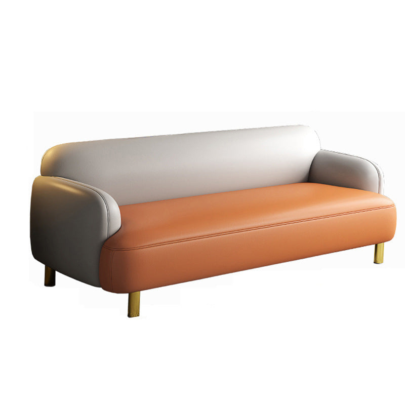Glam Recessed Arm Settee Faux Leather Seating for Living Room