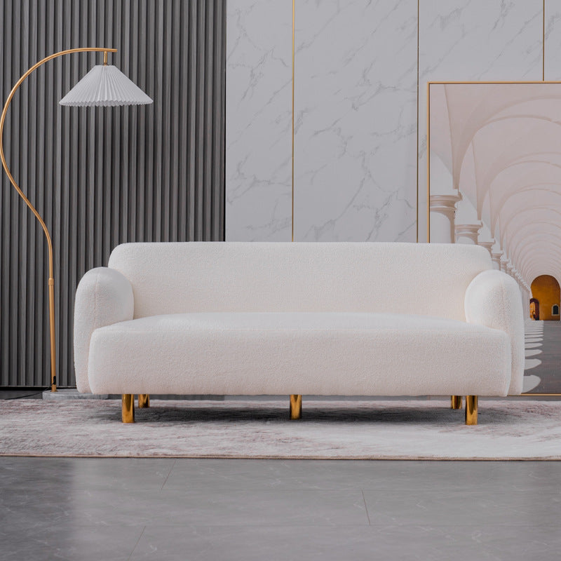 Glam Recessed Arm Settee Faux Leather Seating for Living Room