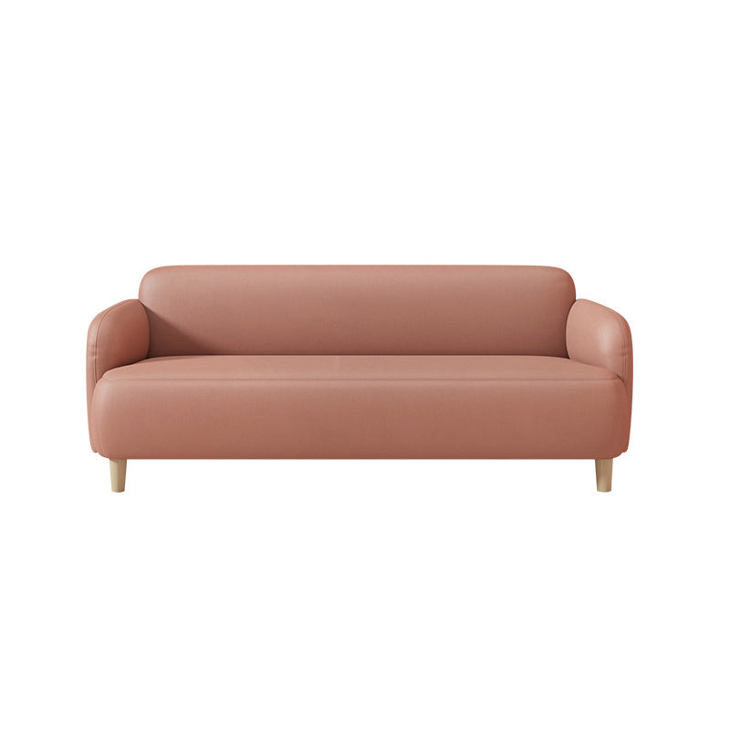 Glam Recessed Arm Settee Faux Leather Seating for Living Room