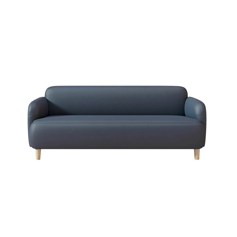 Glam Recessed Arm Settee Faux Leather Seating for Living Room