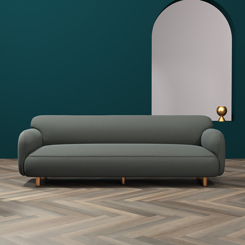 Glam Recessed Arm Settee Faux Leather Seating for Living Room
