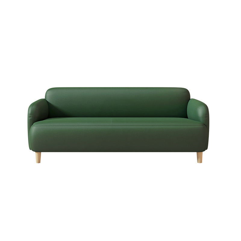 Glam Recessed Arm Settee Faux Leather Seating for Living Room