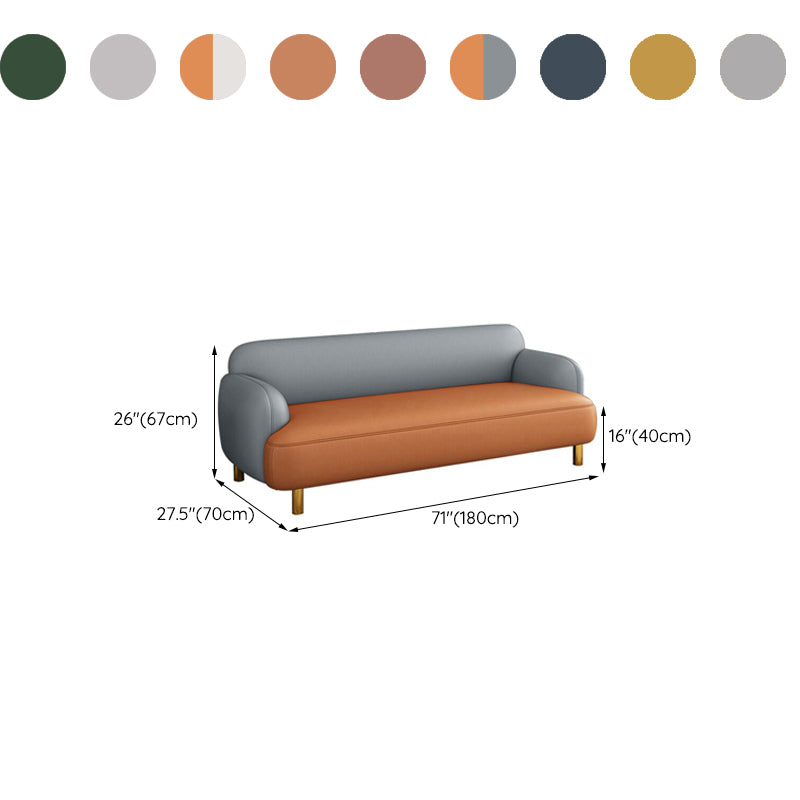 Glam Recessed Arm Settee Faux Leather Seating for Living Room