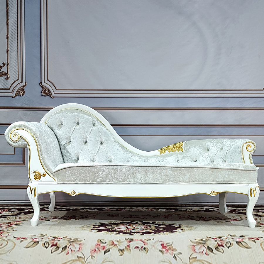 Living Room Rolled Arms Chaise Luxury Style Chaise Lounge with Button Tufted