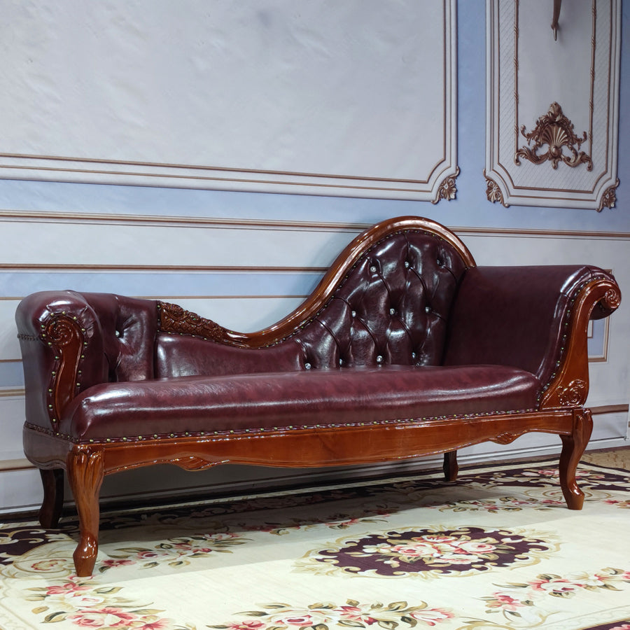 Living Room Rolled Arms Chaise Luxury Style Chaise Lounge with Button Tufted