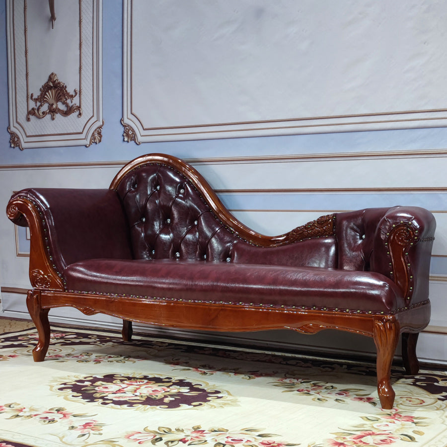 Living Room Rolled Arms Chaise Luxury Style Chaise Lounge with Button Tufted