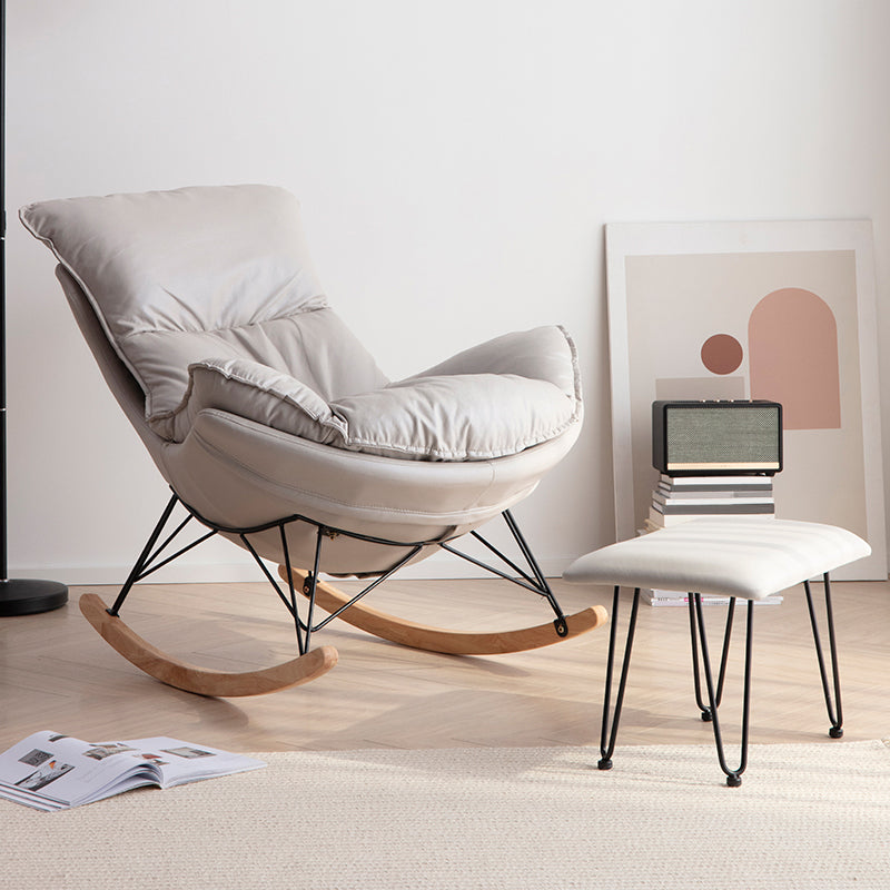 Rocking Chair Fabric Houndstooth Scratch Resistant Rocking Chair with Ottoman