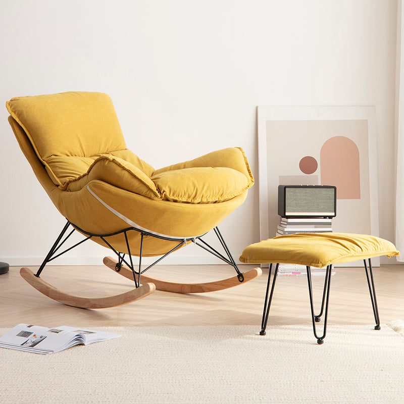 Rocking Chair Fabric Houndstooth Scratch Resistant Rocking Chair with Ottoman