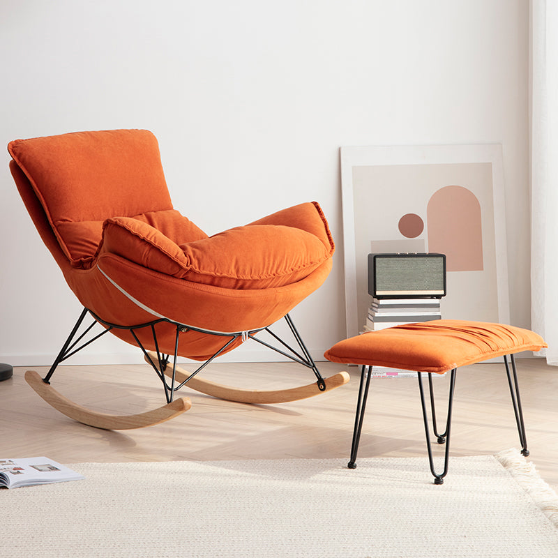 Rocking Chair Fabric Houndstooth Scratch Resistant Rocking Chair with Ottoman