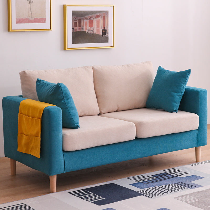 Scandinavian 2 Seater Sofa with 2 Pillows Back and Square Arms