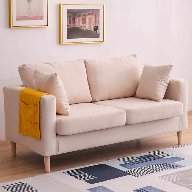 Scandinavian 2 Seater Sofa with 2 Pillows Back and Square Arms