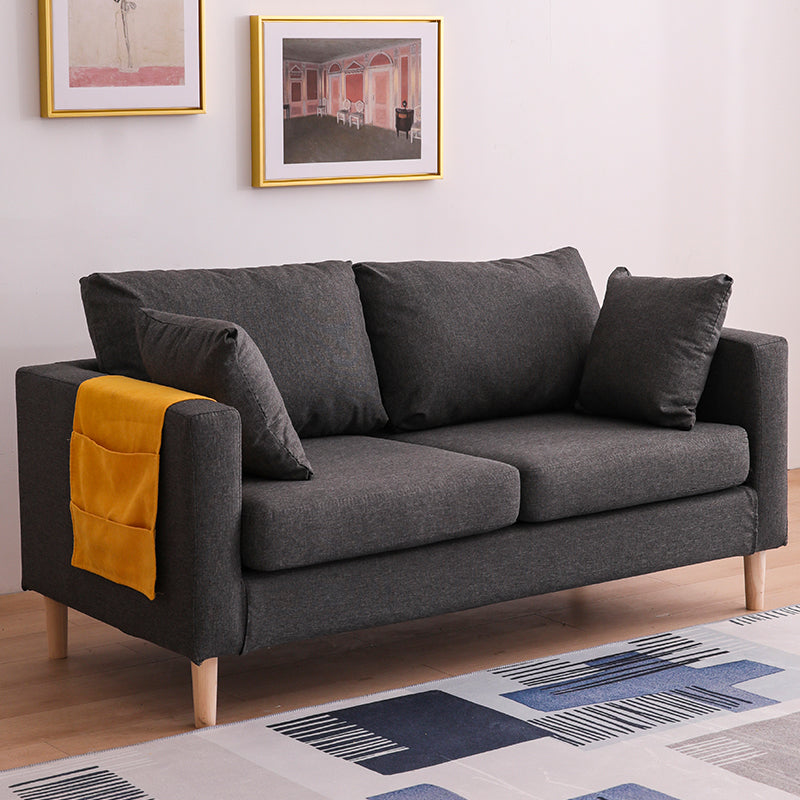 Scandinavian 2 Seater Sofa with 2 Pillows Back and Square Arms