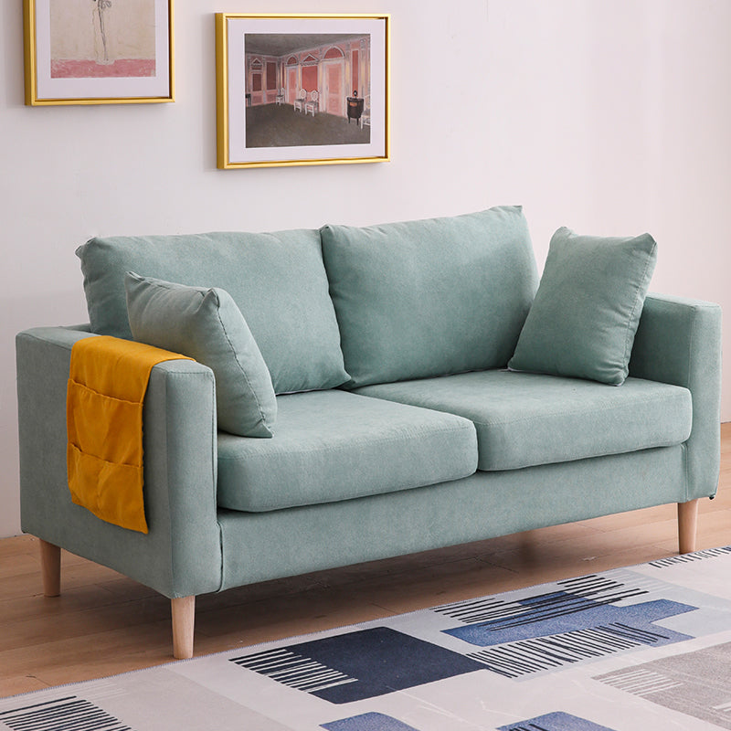 Scandinavian 2 Seater Sofa with 2 Pillows Back and Square Arms