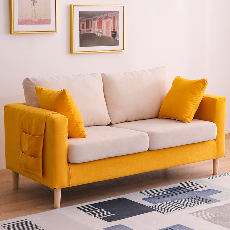 Scandinavian 2 Seater Sofa with 2 Pillows Back and Square Arms