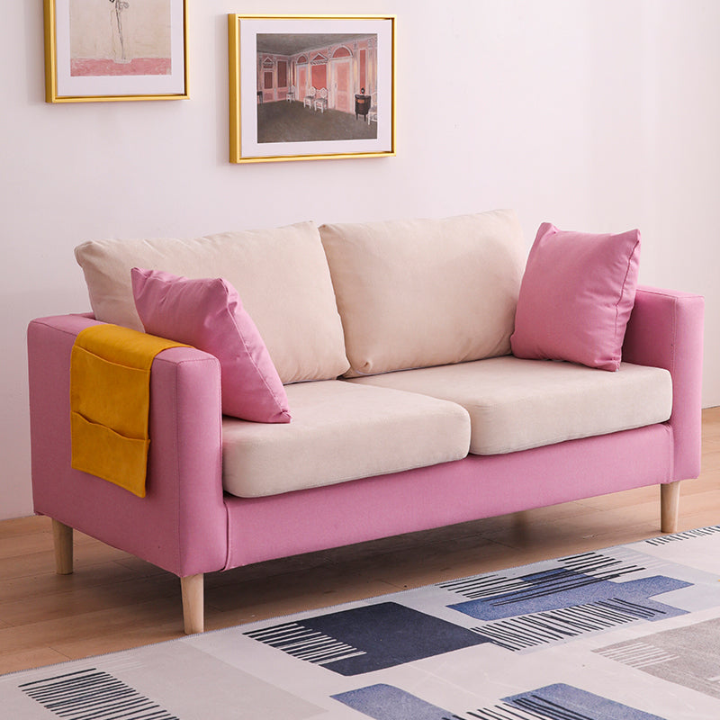 Scandinavian 2 Seater Sofa with 2 Pillows Back and Square Arms
