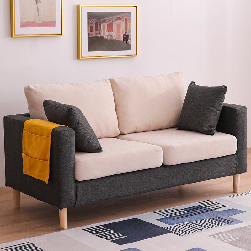 Scandinavian 2 Seater Sofa with 2 Pillows Back and Square Arms