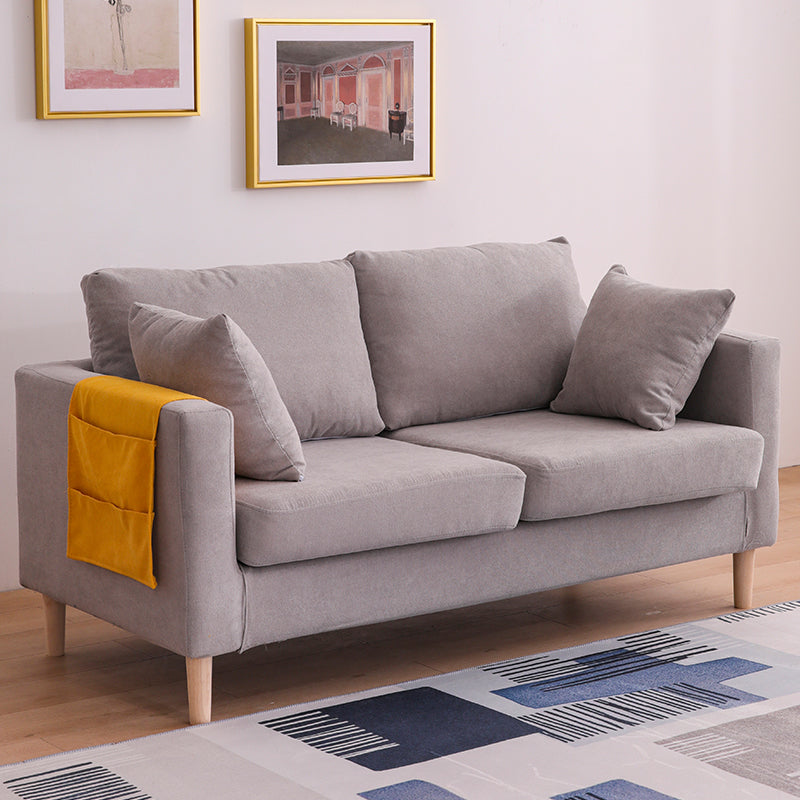 Scandinavian 2 Seater Sofa with 2 Pillows Back and Square Arms