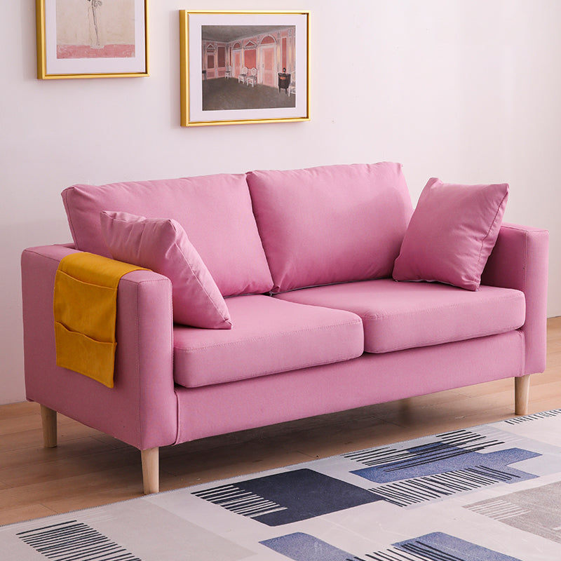 Scandinavian 2 Seater Sofa with 2 Pillows Back and Square Arms