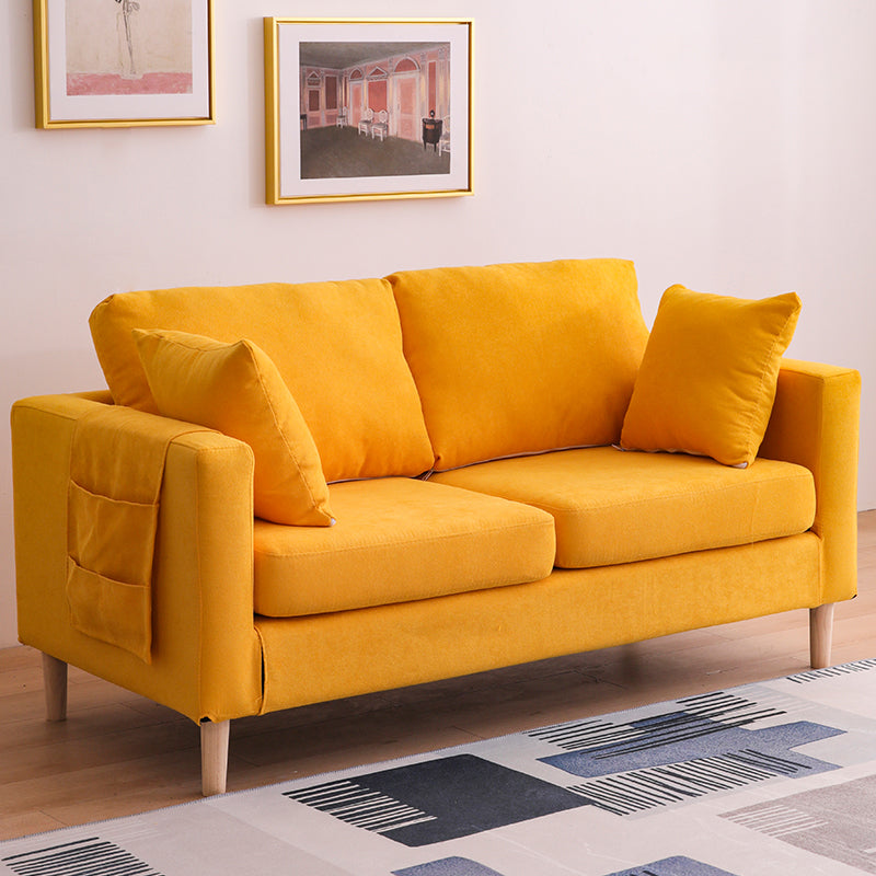 Scandinavian 2 Seater Sofa with 2 Pillows Back and Square Arms