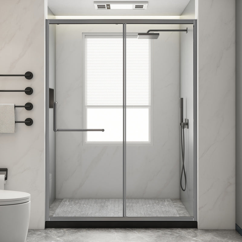 Glass and Metal Shower Door Simple Inline Black Shower Bath Door