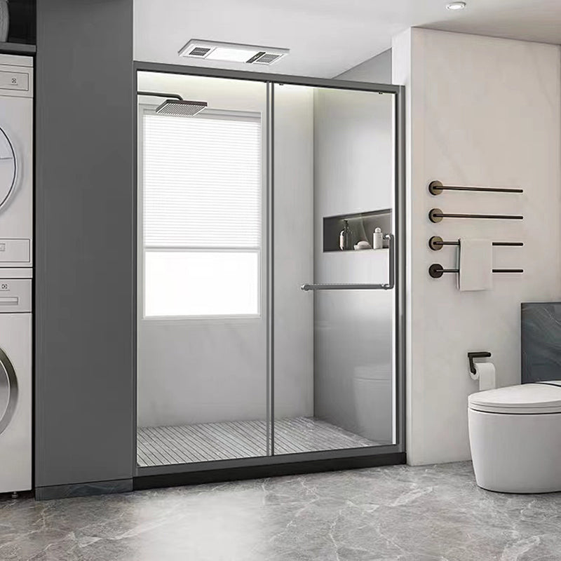 Glass and Metal Shower Door Simple Inline Black Shower Bath Door