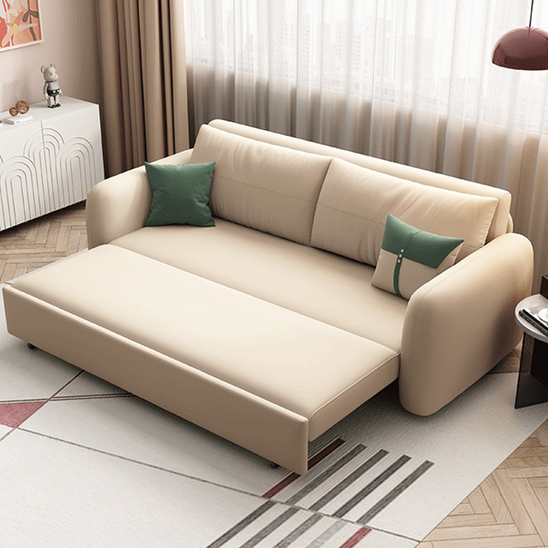 Modern Faux Leather Sleeper Sofa Upholstered Square Arm Sofa Bed